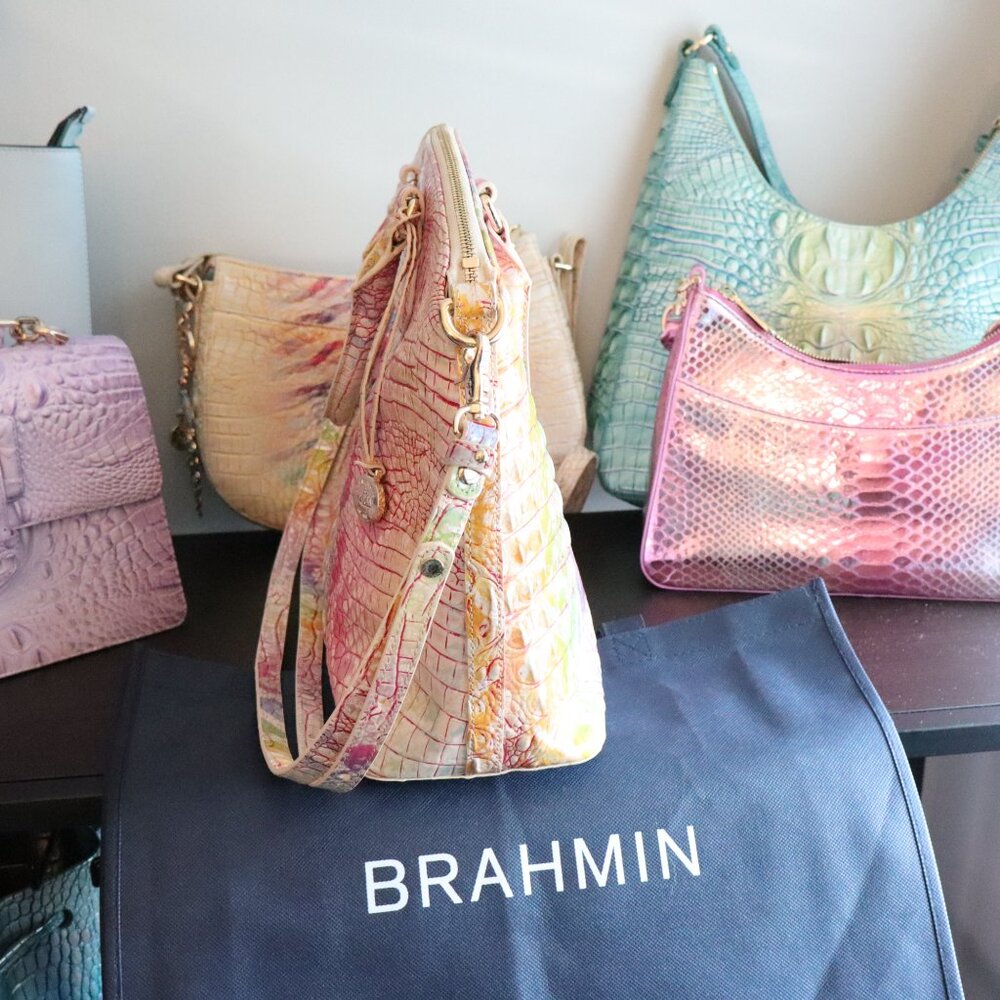 Brahmin Rainbow Optimism Melbourne Ombre Duxbury Large Satchel Pristine &wallet - Picture 6 of 16